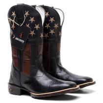 Bota Texana Masculina Americana Em Couro Ref. Americana