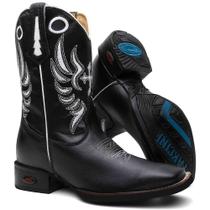 Bota Texana Masculina Bico Quadrado Bordado Cruz