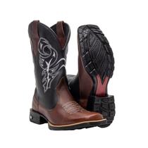 Bota Texana Masculina Bico Quadrado Couro Texas Gold Delegada Café