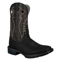Bota Texana Masculina Bico Quadrado Crazy Café Jump Texas Rodeo Cano Alto Em Couro Bordado Original