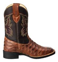 Bota Texana Masculina Bico Quadrado Escamada Couro Legítimo