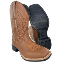 Bota Texana Masculina Caminhos Da Roça Bico Quadrado Couro Caramelo Bordado Ref CA12 Bota Texana Masculina Caminhos Da Roça Bico Quadrado Couro Caramelo Bordado Ref CA12