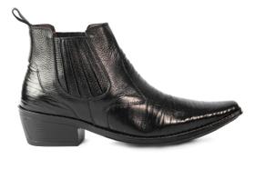 Bota Texana Masculina Costurada Em Couro Com Salto Bota Texana Masculina Costurada Em Couro Com Salto