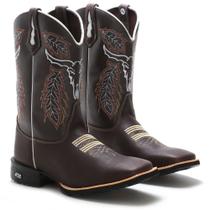 Bota texana masculina country cano longo bico quadrado