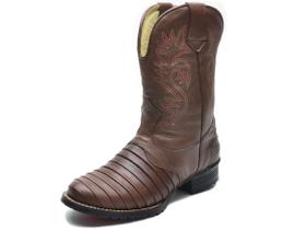 Bota Texana Masculina Country Com Forro em Couro e Palmilha Gel Cla-Cle Café