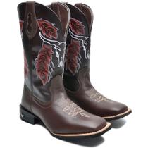 Bota Texana Masculina Country Cowboy Moderna Linda Cano Alto Detalhada