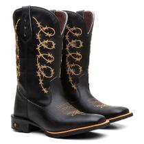 Bota Texana Masculina Country em Couro Arame Gold Ref.: Arame-Gold