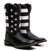Bota Texana Masculina Country em Couro Estados Unidos Preta Ref. EUA-Preta Bota Texana Masculina Country em Couro Estados Unidos Preta Ref. EUA-Preta