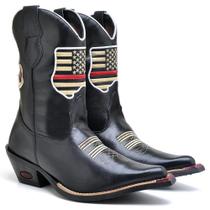 Bota Texana Masculina Couro Bico Fino USA Cano Alto Estilo