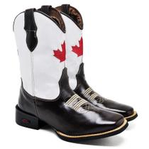 Bota Texana Masculina Couro Bordado Canadá Moderna Estilo