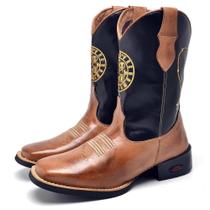 Bota Texana Masculina Couro Bordado Conforto Moderna Bota Texana Masculina Couro Bordado Conforto Moderna