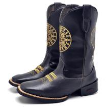 Bota Texana Masculina Couro Bordado Conforto Moderna Bota Texana Masculina Couro Bordado Conforto Moderna