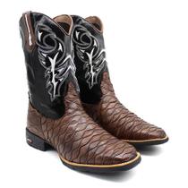 Bota Texana Masculina Couro Bordado Country Conforto