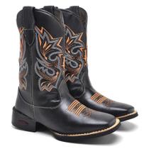 Bota Texana Masculina Couro Bordado Estilo Rodeio Conforto