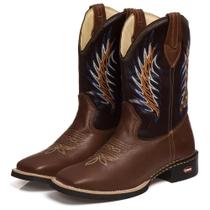 Bota Texana Masculina Couro Cano Alto Bico Quadrado Moderna