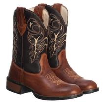 Bota Texana Masculina Couro Cano Alto Bordada Cowboy