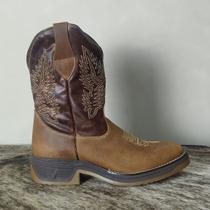 Bota Texana Masculina Couro Cowboy Solado Jump Original Bege