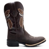 Bota Texana Masculina Couro Crazy Horse Cafe e Ecologico Cafe Boi - Silverado Botas