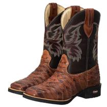 Bota Texana Masculina Couro Escamada Cano Alto Cowboy