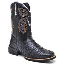 Bota Texana Masculina Couro Texturizada Cano Médio Casual