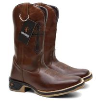 Bota Texana Masculina Cruz em Couro Sola Jump Ref. Jump-Cruz-Couro