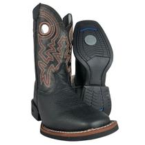 Bota Texana Masculina Durango Bico Quadrado Preta Com Cano Bordado Vermelho