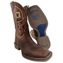 Bota Texana Masculina Durango Marrom Bordado Preto E Dourado Solado Gel