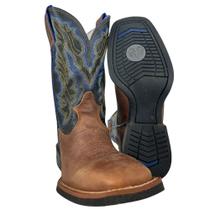 Bota Texana Masculina Durango Marrom Cano Preto Com Azul