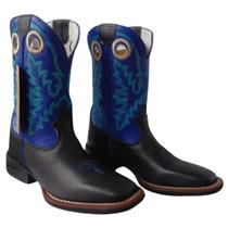 Bota Texana Masculina Durango Preta Cano Azul com Turquesa