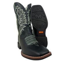 Bota Texana Masculina Durango Preta Com Bordado Verde
