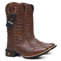 Bota Texana Masculina em Couro Exótico Jacaré Cano Alto Estilo Premium