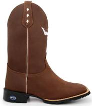 Bota Texana Masculina Em Couro Legítimo Forma Bico Quadrado Bordado Cara de Boi