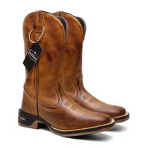 Bota Texana Masculina em Couro Liso Simples