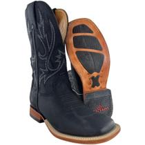 Bota Texana Masculina Goyazes Bico Quadrado Couro Turn Black Cano Bordado REF. 201503CC Bota Texana Masculina Goyazes Bico Quadrado Couro Turn Black Cano Bordado REF. 201503CC