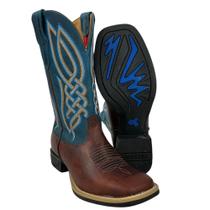 Bota Texana Masculina Goyazes Bico Quadrado Flex Couro Furta CorDallas Turquesa REF 233001 CF
