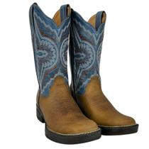Bota Texana Masculina Goyazes Bico Quadrado Jump Couro Dallas Furta Cor Waco Denin Ref.241504CJ Bota Texana Masculina Goyazes Bico Quadrado Jump Couro Dallas Furta Cor Waco Denin Ref.241504CJ