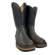 Bota Texana Masculina Goyazes Bico Quadrado Work Dallas Café Couro Pit Stop Preto Ref.207402CK
