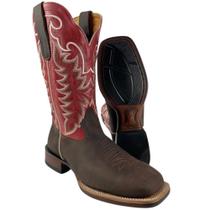 Bota Texana Masculina Goyazes Couro Dallas Marrom Café Bico Quadrado - Ref. 246505-CP
