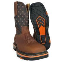 Bota Texana Masculina Goyazes Couro Dallas Terra Dallas Café Bico Quadrado Work Ref227401CK