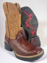 Bota Texana Masculina Goyazes Oficial Marrom Pinhão Couro Legítimo Country Ref: 201559-CJ