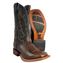 Bota Texana Masculina Goyazes Solado Injetado Couro Pull Up Tan Dallas Marinho Cano Bordado REF 253002CC01 Bota Texana Masculina Goyazes Solado Injetado Couro Pull Up Tan Dallas Marinho Cano Bordado REF 253002CC01