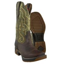 Bota Texana Masculina Goyazes Sprinter Café Ambar Couro Dallas Café Folha Cano Bordado REF 254803CS03