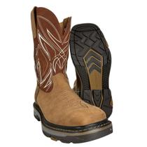Bota Texana Masculina Goyazes Waterproof Quadrada Work Nobuck Tabaco Oil Tan Solado Work Bege Ref. 257403CH