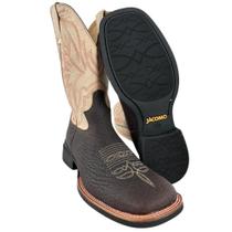 Bota Texana Masculina Jácomo Bico Quadrado Couro Cabeça De Boi Café Confort Deserto Cano Bordado Ref. 40031MQV Bota Texana Masculina Jácomo Bico Quadrado Couro Cabeça De Boi Café Confort Deserto Cano Bordado Ref. 40031MQV