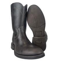 Bota Texana Masculina Jácomo Couro Fóssil Oil Café Bico Redondo Ref 0400BGR