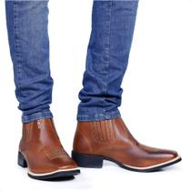 Bota Texana Masculina Montaria Rodeio Cano Curto Bico Quadrado Látego Pinhão