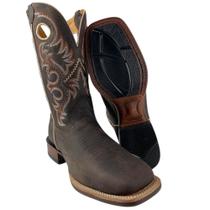 Bota Texana Masculina Original Goyazes Couro Dallas Marrom Café Bico Quadrado - Ref. 246503-CP Bota Texana Masculina Original Goyazes Couro Dallas Marrom Café Bico Quadrado - Ref. 246503-CP