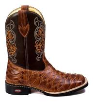 Bota Texana Masculina Rodeio Escamada Couro Bico Quadrado