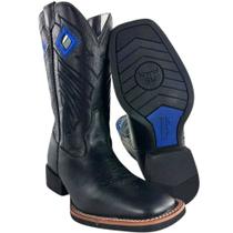 Bota Texana Masculina Sheriff West Preta Cano Preto Bordado Solado Flex Bico Quadrado Bota Texana Masculina Sheriff West Preta Cano Preto Bordado Solado Flex Bico Quadrado