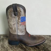 Bota Texana Masculina Texas Rodeo Couro Legítimo Marrom EUA